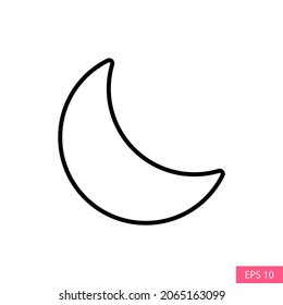 Half moon vector icon in line style design for website design, app, UI, isolated on white background. Editable stroke. EPS 10 vector illustration.