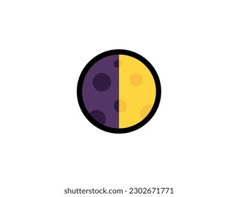Icono de vector de media luna sobre un fondo blanco. Ilustración del emoji del primer trimestre de la luna. Emoticono vectorial medio lunar aislado