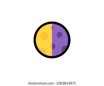 Half Moon vector icon on white background. Last Quarter Moon emoji illustration. Isolated half moon vector emoticon