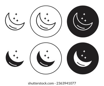 Half moon vector icon set in black color. Suitable for apps and website UI designs