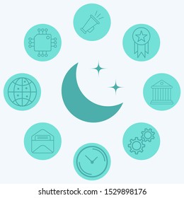 Half moon vector icon sign symbol
