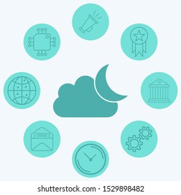 Half moon vector icon sign symbol