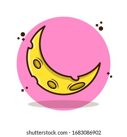 A Half of Moon Vector Illustration. Flat Cartoon Style Suitable for Sticker, Wallpaper, Icon, etc