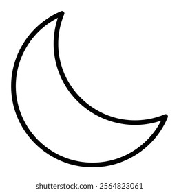 Half Moon Vector Line Icon Design