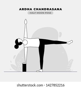 Half Moon Yoga Pose Illustration