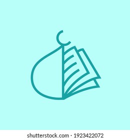 Half mosque dome with half holy book sheet vector illustration for islamic education foundation logo template design