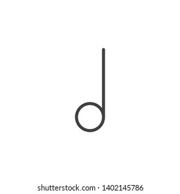Half music note line icon. linear style sign for mobile concept and web design. Musical note outline vector icon. Melody symbol, logo illustration. Vector graphics