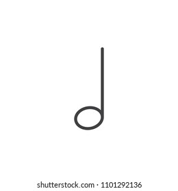 Half music note outline icon. linear style sign for mobile concept and web design. Melody simple line vector icon. Symbol, logo illustration. Pixel perfect vector graphics