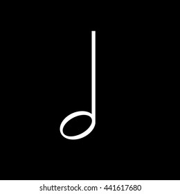 Half music note vector icon, white on black background