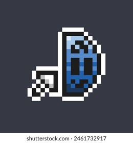 half net globe with arrow in pixel art style