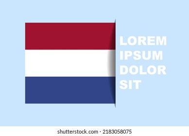 Half Netherlands flag vector with copy space, country flag with shadow style, horizontal slide effect, Netherlands icon design asset, text area, simple flat design