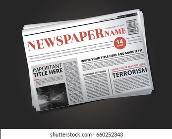 Half of newspaper template with headline. Vector illustration isolate