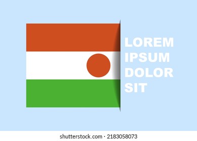 vector de bandera de la mitad de Nigeria con espacio de copia, bandera de país con estilo de sombra, efecto de diapositiva horizontal, activo de diseño de icono de Nigeria, área de texto, diseño plano simple