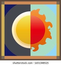 Halbe Nacht und halber Tag einzelne Vektorillustration Symbol.