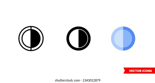 Half occupied icon of 3 types: color, black and white, outline. Isolated vector sign symbol.