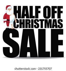 Half off Christmas sale with small half dressed santa EPS 10 vector illustration