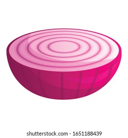 Half onion icon. Cartoon of half onion vector icon for web design isolated on white background