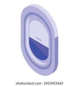 Half open airplane window icon isometric vector. Travel sky. Side landing