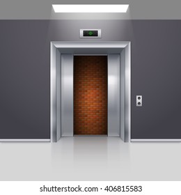 Half Open Chrome Metal Elevator Door with Deadlock
