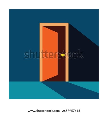 Half Open Door Showing Room Vector Design
