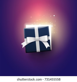 Half Open Gift Box With Magical Lights. Surprise Concept. 