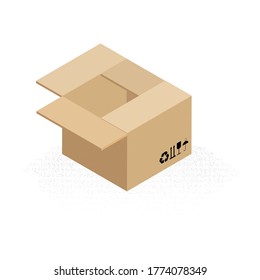 Half open isometric box, vector illustration