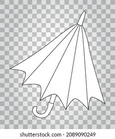 Half open umbrella. Vector outline hand-drawn doodle illustration.
