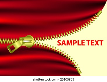 Half Open Zipper With Sample Text To Be Applied On The Background -Vector Art-