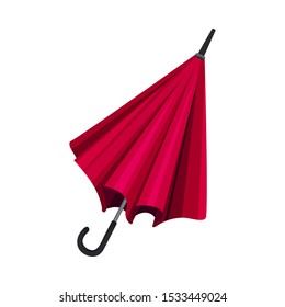 Half Opened Bright Red Umbrella Vector Illustration