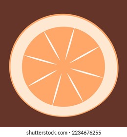Half of orange. Citrus fruit in flat style.