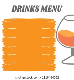 Half orange drinks in glass drinks menu vector.