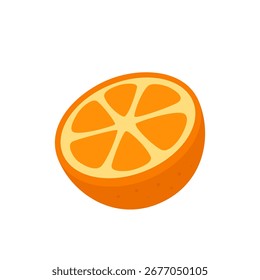 Half orange fruit in flat style isolated on white background