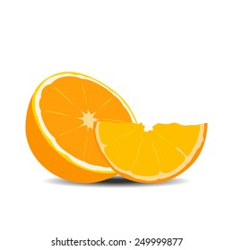 Half orange fruit on white background