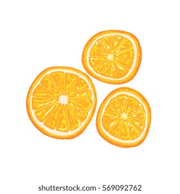 Half Of Orange Fruit And Orange Slice Next To It Cool Style Bright Illustration