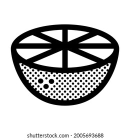 Half Orange. Icon Filled with Dots.