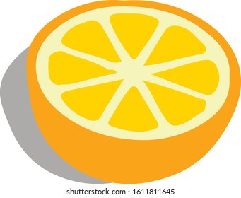 A half of orange in minimalism style