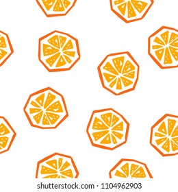 Half orange seamless pattern. Stylized fruit geometric design