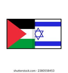 Half Palestinian flag and half Israel flag. Vector.