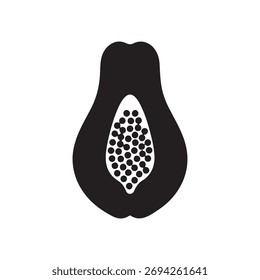 Half papaya fruit icon vector flat illustration design