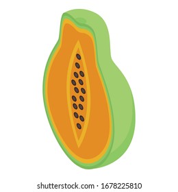 Half papaya icon. Isometric of half papaya vector icon for web design isolated on white background