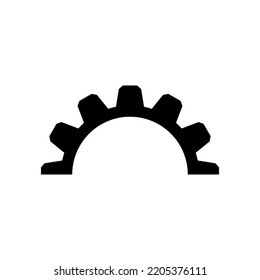 Half part gear wheel. Vector silhouette. Illustration on white background. 