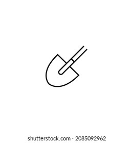 Half part spade icon. Simple slanted vector symbol in line style. Isolated on white background.