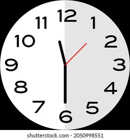 Half past 11 o'clock or thirthy minutes past eleven o'clock analog clock. Icon design use illustration flat design