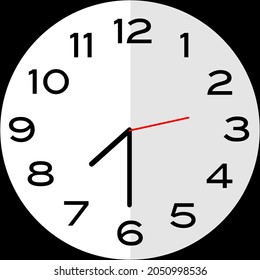 Half past 7 o'clock or thirthy minutes past seven o'clock analog clock. Icon design use illustration flat design