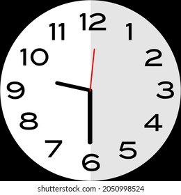 Half past 9 o'clock or thirthy minutes past nine o'clock analog clock. Icon design use illustration flat design