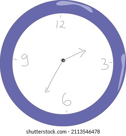 half past two o'clock purple wall clock doodle