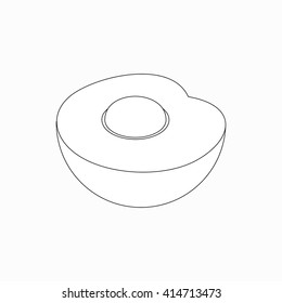 Half of peach icon, isometric 3d style