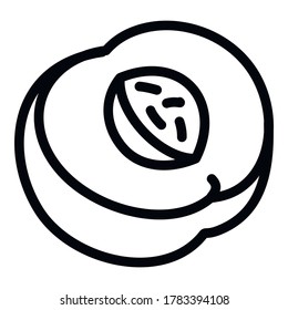 Halbpfirsichsymbol. Rahmenhalbe PfirsichVektorsymbol für Webdesign einzeln auf weißem Hintergrund