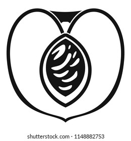 Half peach icon. Simple illustration of half peach vector icon for web design isolated on white background