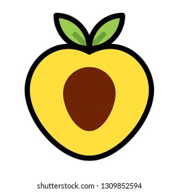 Half peach vector illustration in line color design